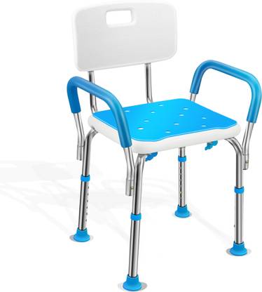 KosmoCare Light Weight SS304 Shower Bench with Back & Detachable Handrest Shower Chair