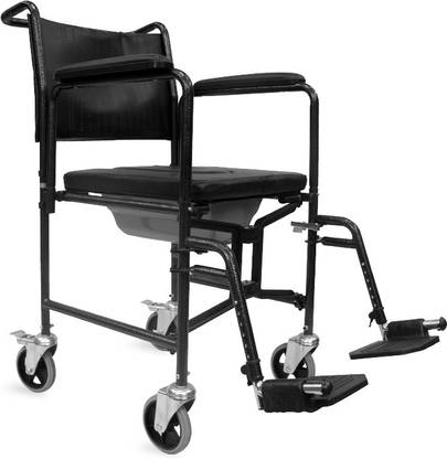 Rehamo Rehamo Foldable Commode Wheelchair with Multi Functional, Commode With Cushion Commode Chair