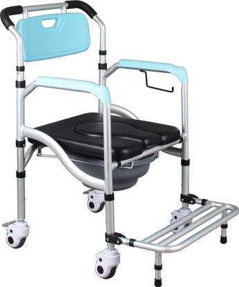 veayva Toilet Commode shower Wheelchair foldable, Rolling bath Chair Removable Toilet Commode Shower Chair