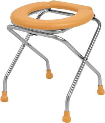 NEOSAFE Stainless Steel Commode Stool Round Chair & Shower Chair - Red Commode Shower Chair