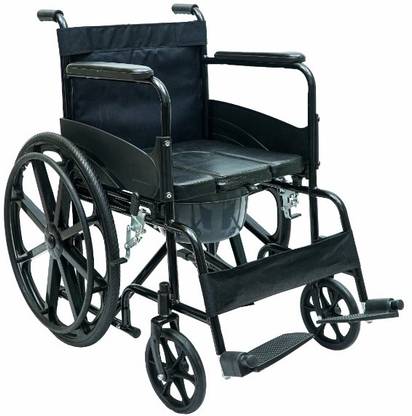 Avadh 2 in 1 Foldable Commode Wheelchair for Regular & Chassis and Rear Mag Wheels Commode Chair