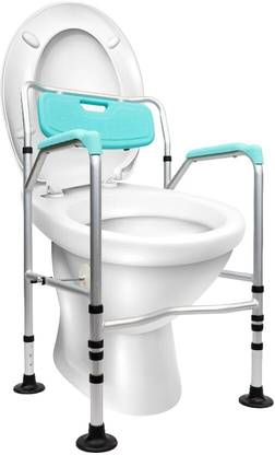 Rehamo Height Adjustable Toilet Safety Frame with Backrest & Armrest Commode Chair