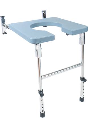 WELIMARK Wall Mount Folding Commode Stool Adjustable height for Elderly & Pregnant Women Commode Chair