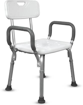 VISSCO Shower Chair with Back & Armrest, Height Adjustable Shower Bench/Stool Commode Chair