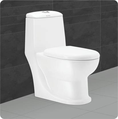 BM BELMONTE 811 W Platinum Western Toilet/Water Closet/Commode With Soft Close Toilet Seat Ceramic Floor Mounted One Piece Western Toilet/Water Closet/EWC Cardin S Trap 240mm/9.5 Inch with Slow Motion/Soft Close Slim Seat Cover Western Commode
