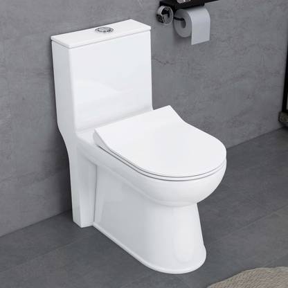 Plantex Ceramic Rimless 1 Pcs Western Toilet/Commode With Soft Close Toilet Seat-S Trap (APS-745) Western Commode