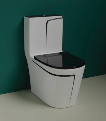 डी ओ टी C01 Premium Quality White commode with Black Finishing Line and Round Flush Button वेस्टर्न कमोड
