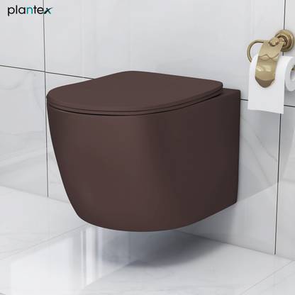 Plantex Ceramic Wall Hung Commode/Western Commode for Toilet/ Commode with Soft Closing Seat - P Trap (APS-3043) Western Commode