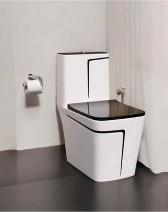 D O T C/T01 Premium Quality White commode with Black Finishing Line and Round Flush Button Western Commode