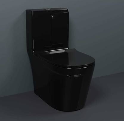 D O T Premium Quality C016 Premium Quality Shining Dark Black commode with Round Flush Button Western Commode