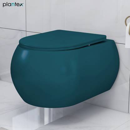 Plantex Ceramic Wall Hung Commode/Western Commode for Toilet/Commode with Soft Closing Seat - P Trap (NCWH-1064) Western Commode