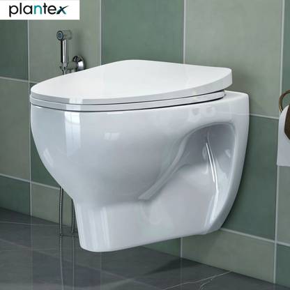 Plantex Commode for Toilet/Ceramic Rim Western Commode/Wall Hung Commode with Soft Closing Toilet Seat - P Trap (APS-1086) Western Commode
