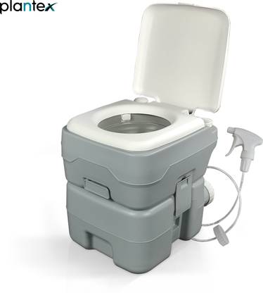 Plantex Portable Toilet with 10 Liters Water Tank/Camping Commode with Piston Pump/ Commode For Toilet/Commode For Travel-(APS-N3120T) Western Commode