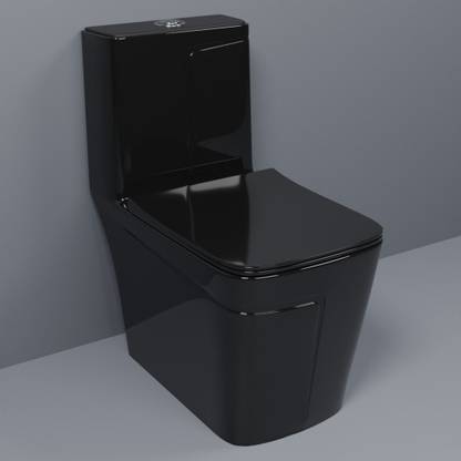 D O T Premium Quality Shining Z Black Commode With Attractive Line Finish And Round Flush Button Western Commode