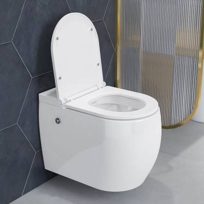 Impulse by Plantex Commode For Toilet/Rimless Ceramic Wall Hung P Trap Toilet Seat Tankless Round Toilet Commode/Smart Pulse Wall Hung Toilet - (S-103) Western Commode