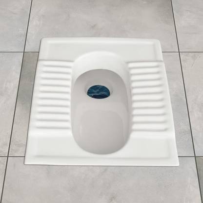 kemjo Ceramic White Indian Commode for Toilet | 20.27 x 16.53 x 7.48 inch | CT PAN-20" | Indian Commode