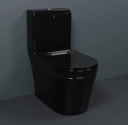 D O T C016 One-Piece Western Commode – Shining Dark Black Ceramic Floor Mounted Toilet C016 Premium Quality Shining Dark Black commode with Round Flush Button Western Commode