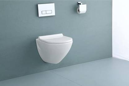 CARA MARK Rimless Ceramic Wall Mount/ Western Toilet/Commode/European Commode Water Closet/ With Soft Close Toilet Seat Western Commode