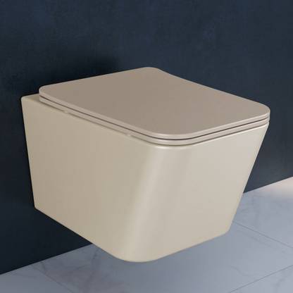 Plantex Rimless Ceramic Wall Hung Commode for Toilet/Western Commode/Commode with Soft Closing Toilet Seat - (Square ,P Trap - APS-3045) Western Commode