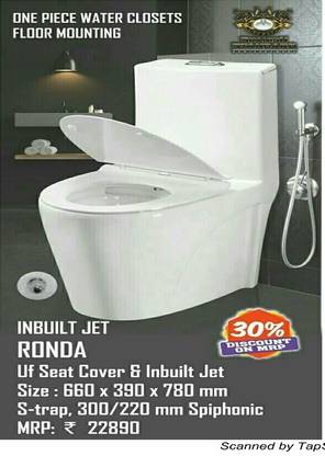 Spanish Soft Close Seat Cover / Trap Hydraulic Seat Cover- Premium Slim Dual Flush Tank RONDA With Inbuilt Jet Western Commode