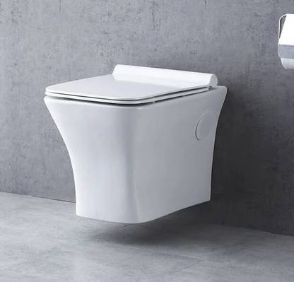 Bherunath Wall Mounted Water Closet with Soft Seat Cover Western Commode (White) (Dimension length 509 Width 358 Height 360 mm ) Western Commode