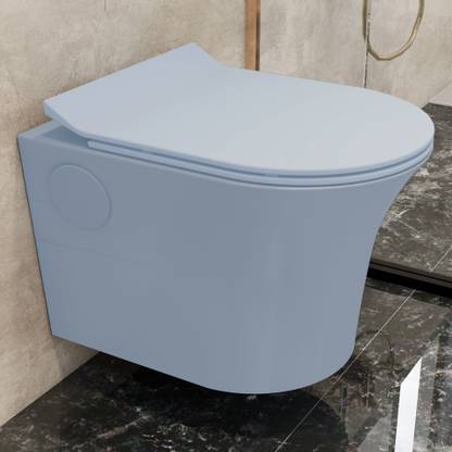 Plantex Ceramic Rimless Wall Hung Western Toilet/Commode & Soft Close Toilet Seat-P Trap (APS-775) Western Commode