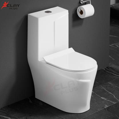 clayplus Platinum Ceramic Western Toilet/Water Closet/Commode With Soft Close Toilet Seat Preimum Grade Ceramic's Floor Mounted Western Western Commode