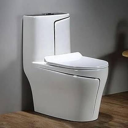 clayplus Ceramic Shining white commode with Black Finishing Line and Round Flush Button Ceramic Shining white commode with Black Finishing Line and Round Flush Button Western Commode
