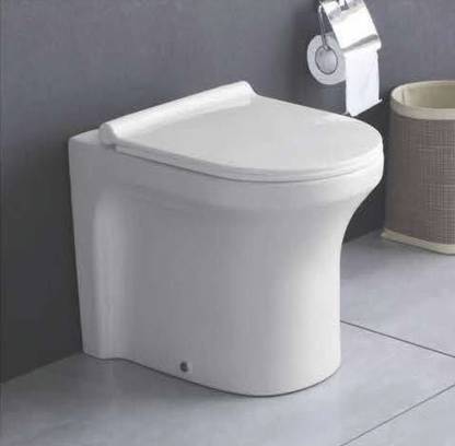 ALPHA Premium Grade Round Shape Ceramic Floor Mounted European Water Closet Western Toilet Commode/EWC Battle S Trap with Soft Close Slim Seat Cover Western Commode