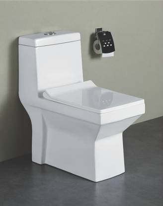 Ceramic One Piece Western Toilet/Commode/Water Closet Siphone Flushing System S Trap - White Western Commode
