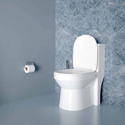 Ruhe Isera One-Piece Rimless S-Trap Washdown Flushing Western Toilet | Soft-close Seat | Dual Flush | Anti-bacterial Glaze | Floor Mounted Western Commode