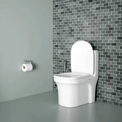 Ruhe Scala One-Piece Rimless S-Trap Siphonic Western Toilet | High-Grade Ceramic | Modern Box Rim Design | Anti-Bacterial Glaze | Floor Mounted Western Commode