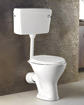 InArt Ceramic Floor Mounted European Water Closet/Western Toilet Commode/EWC P Trap with Normal Seat Cover White & Premium Normal Flush Flush Tank Western Commode