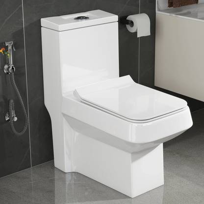 Plantex Commode for Toilet/One Piece Western Toilet with Rim Wash-Down Flush/ Soft Closing Toilet Seat - S Trap - (TORO) Western Commode