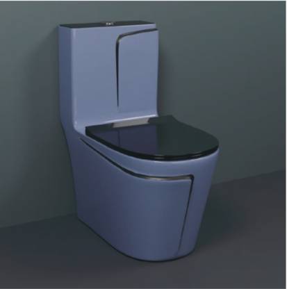 D O T C09 Premium Quality Grey Commode With Black Finishing LIne & Round Flush Button Gray Black Line Western Commode