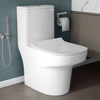 Plantex Commode for Toilet/One Piece Western Commode with Siphonic Flush/ Commode with Soft Closing Toilet Seat - S Trap - (APS-ASTA-21021) Western Commode