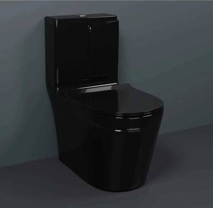 D O T (22) C016 Premium Quality Shining Dark Black commode with Round Flush Button Western Commode