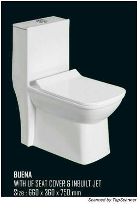 Spanish One Piece Western Toilet Buena Slim With Inbuilt Jet Western Commode