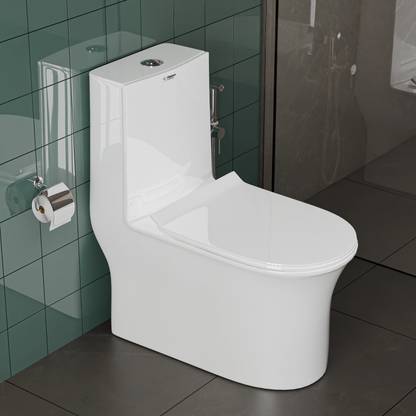 Flipkart SmartBuy Ceramic One Piece Commode With Toilet Seat/Water Closet-S Trap Outlet(9 inch) NEOS Western Commode