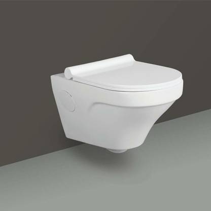 Joyo Cera Wall Mounted Ceramic Wall Mounted European WC Western With Soft Close Seat Cover P trap Rimless With Soft Close Seat Cover Western Commode