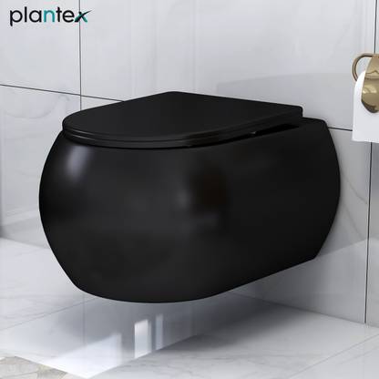 Plantex Commode for Toilet/Ceramic Wall Hung Commode/Rimless Commode with Soft Closing Seat - P Trap (NCWH-1038) Western Commode