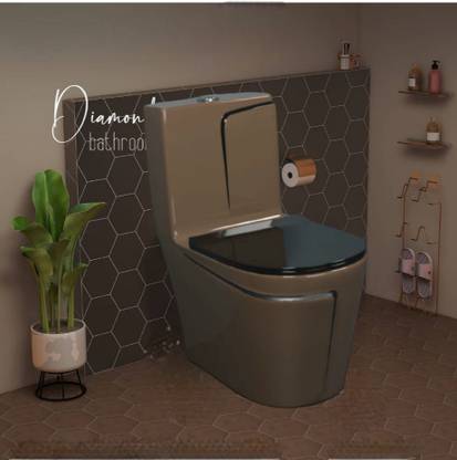 D O T Premium Quality C025 Premium Quality Shining Choco Brown commode with Black Finishing Line Western Commode