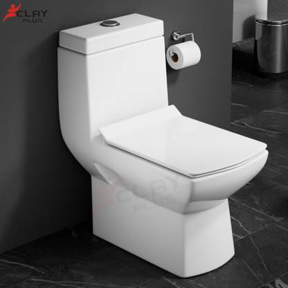 clayplus Platinum Ceramic Western Toilet/Water Closet/Commode With Soft Close Toilet Seat PREMIUM GRADE FLOOR MOUNTED "S" TRAP ONE PIECE Western Commode