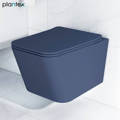 Plantex Ceramic Wall Hung Commode for Toilet/Rimless Western Commode/Commode with Soft Closing Toilet Seat - (Square ,P Trap - APS-3045) Western Commode