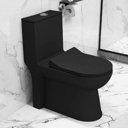 Impulse by Plantex Ceramic Rimless Western Toilet Commode & Soft Close Toilet Seat-S Trap APS-745-LEXUS-BLK Western Commode