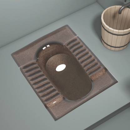 Glexero Premium Quality 20Inch Indian Toilet Rustic Coffe Brown Indian Commode