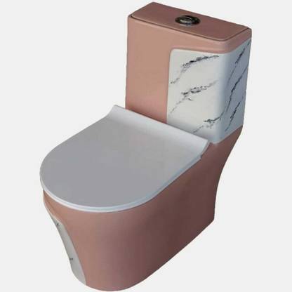 clayplus Ceramic Shining Pink commode with Black Finishing Line and Round Flush Button Ceramic Shining Pink commode with Black Finishing Line and Round Flush Button Western Commode