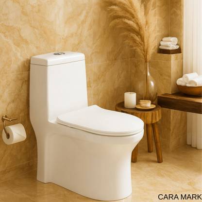 CARA MARK One-Piece Ceramic Toilet with Dual-Flush, Soft-Close Seat |one piece commode|commode for toilet|western commodes| Western Commode