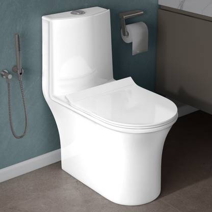 Plantex Commode for Toilet/One Piece Western Commode with Shiphonic Flush/ Commode with Soft Closing Toilet Seat - S Trap - (APS-HEXA-21013) Western Commode