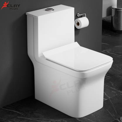 clayplus P-TRAP CERAMIC ONE PIECE WESTERN TOILET COMMODE WITH SEAT COVER Western Commode